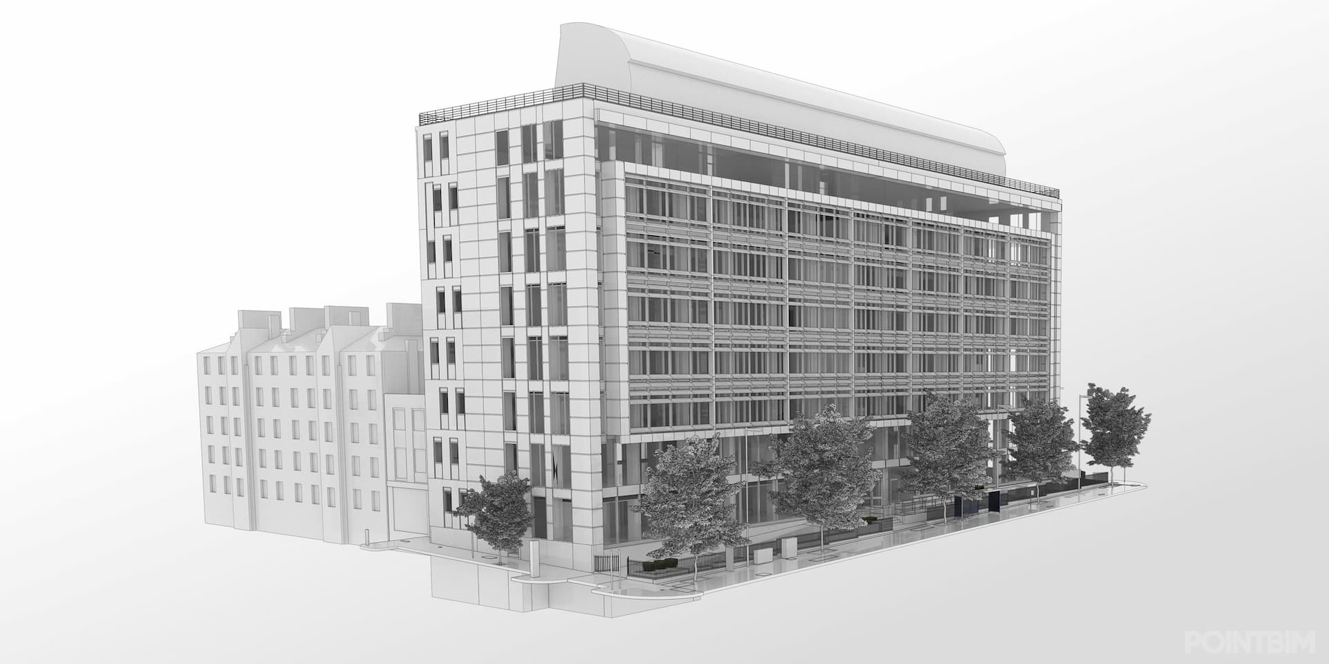 Revit model from a commercial Scan to BIM survey on Pentonville Road, London